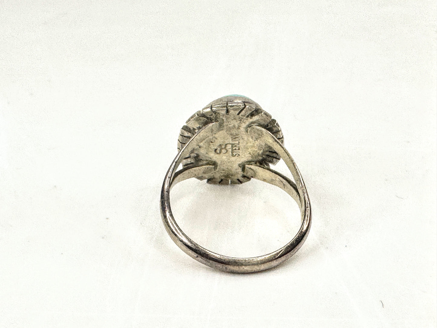 Sterling Silver Turquoise Cabochon Ring Southwestern Style Size 7 JR1710