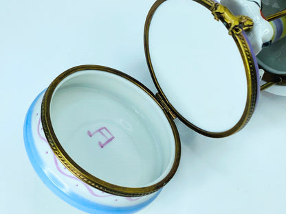 Marque Depose large France Limoges Merry-Go-Round trinket box 4" A457