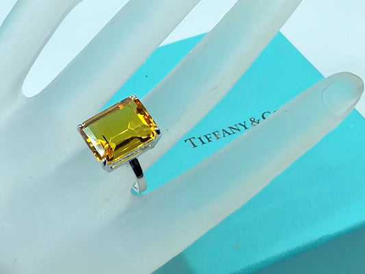 Tiffany & Co. Sterling Silver Sparklers Citrine Ring s8 JR693