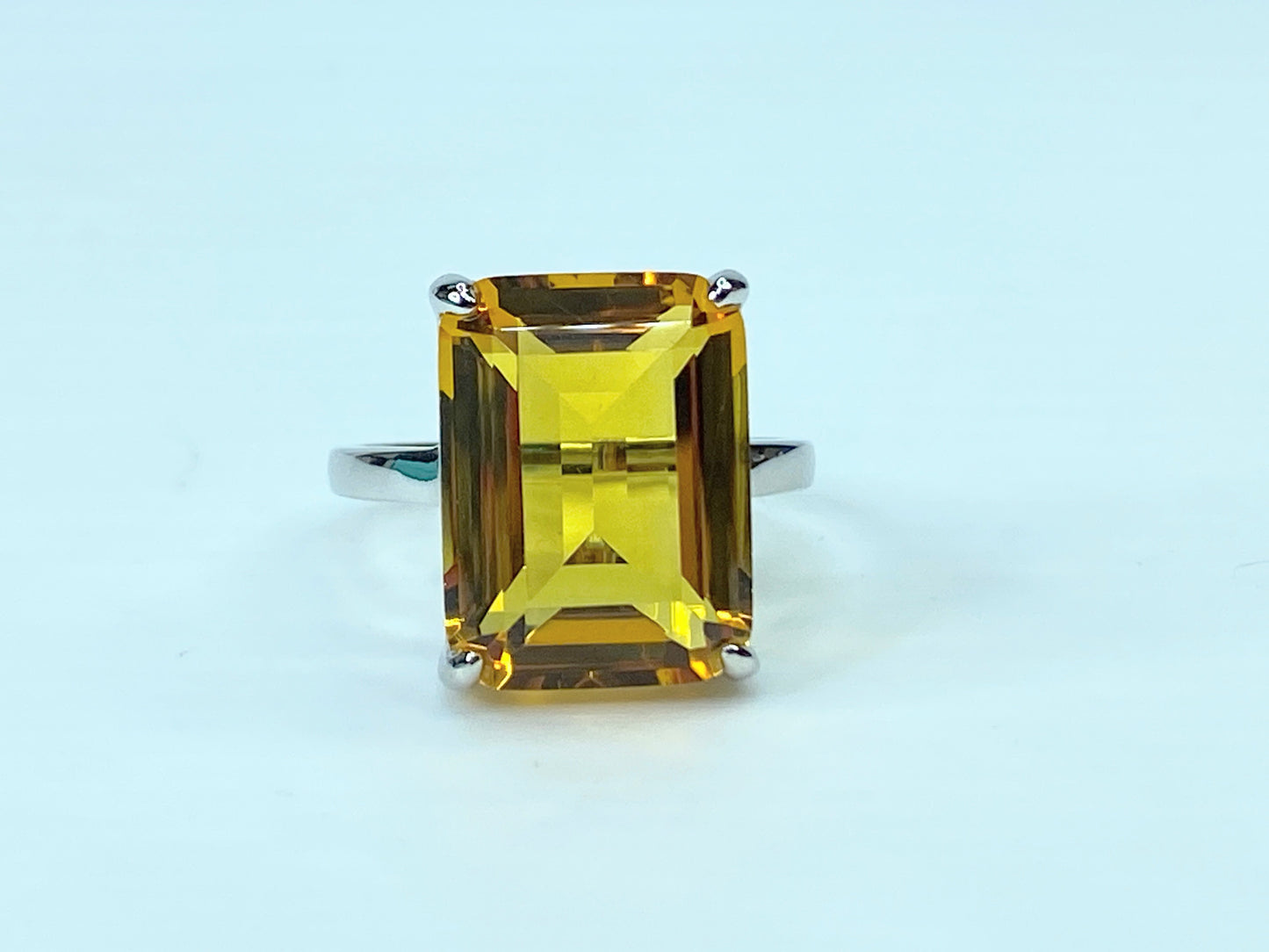 Tiffany & Co. Sterling Silver Sparklers Citrine Ring s8 JR693