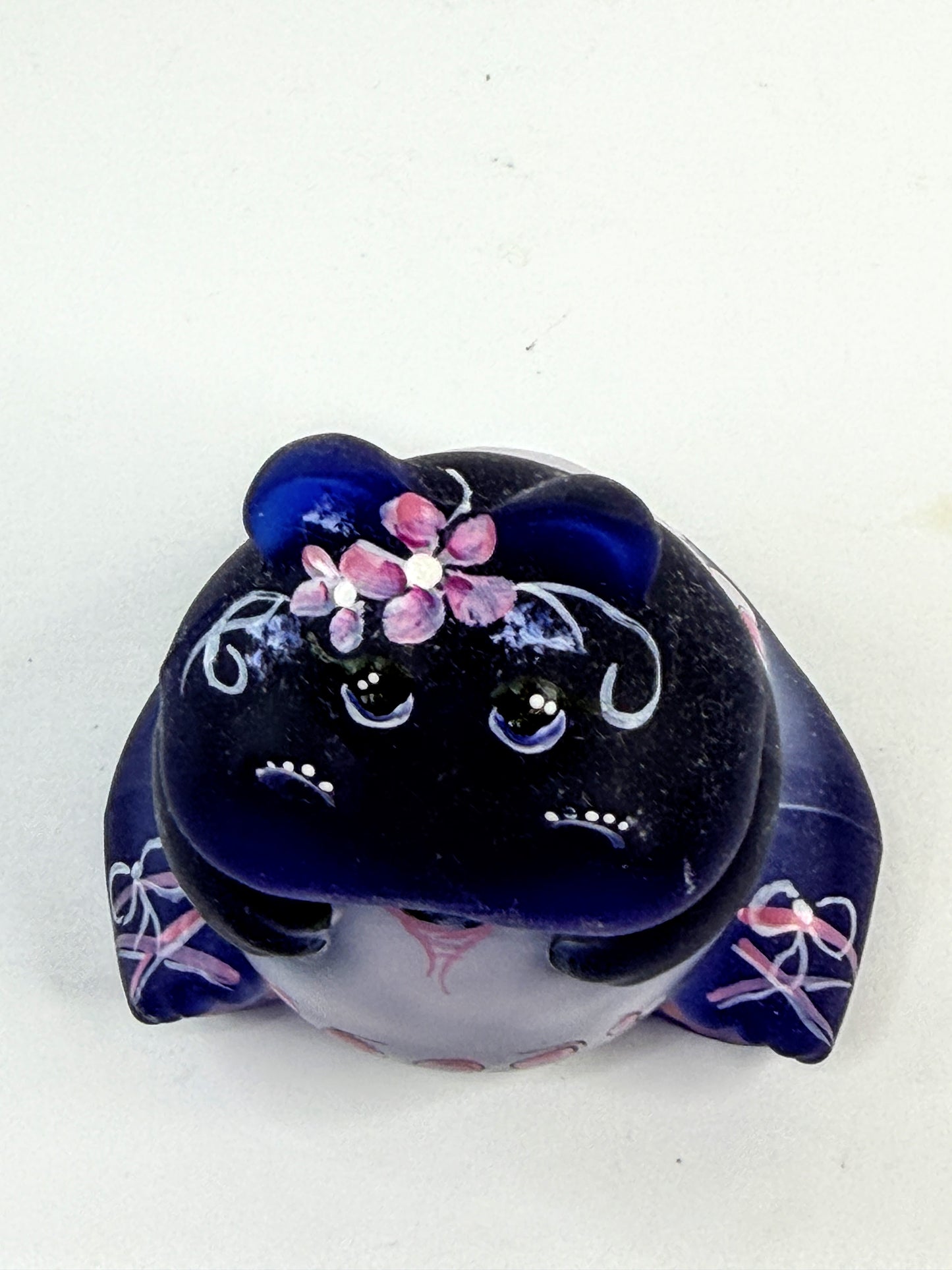 Vintage Fenton Purple Satin Glass Girl Hippo Figurine Signed Limited Edition A916