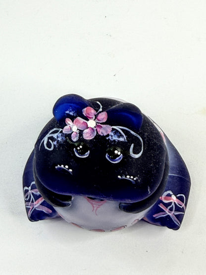 Vintage Fenton Purple Satin Glass Girl Hippo Figurine Signed Limited Edition A916