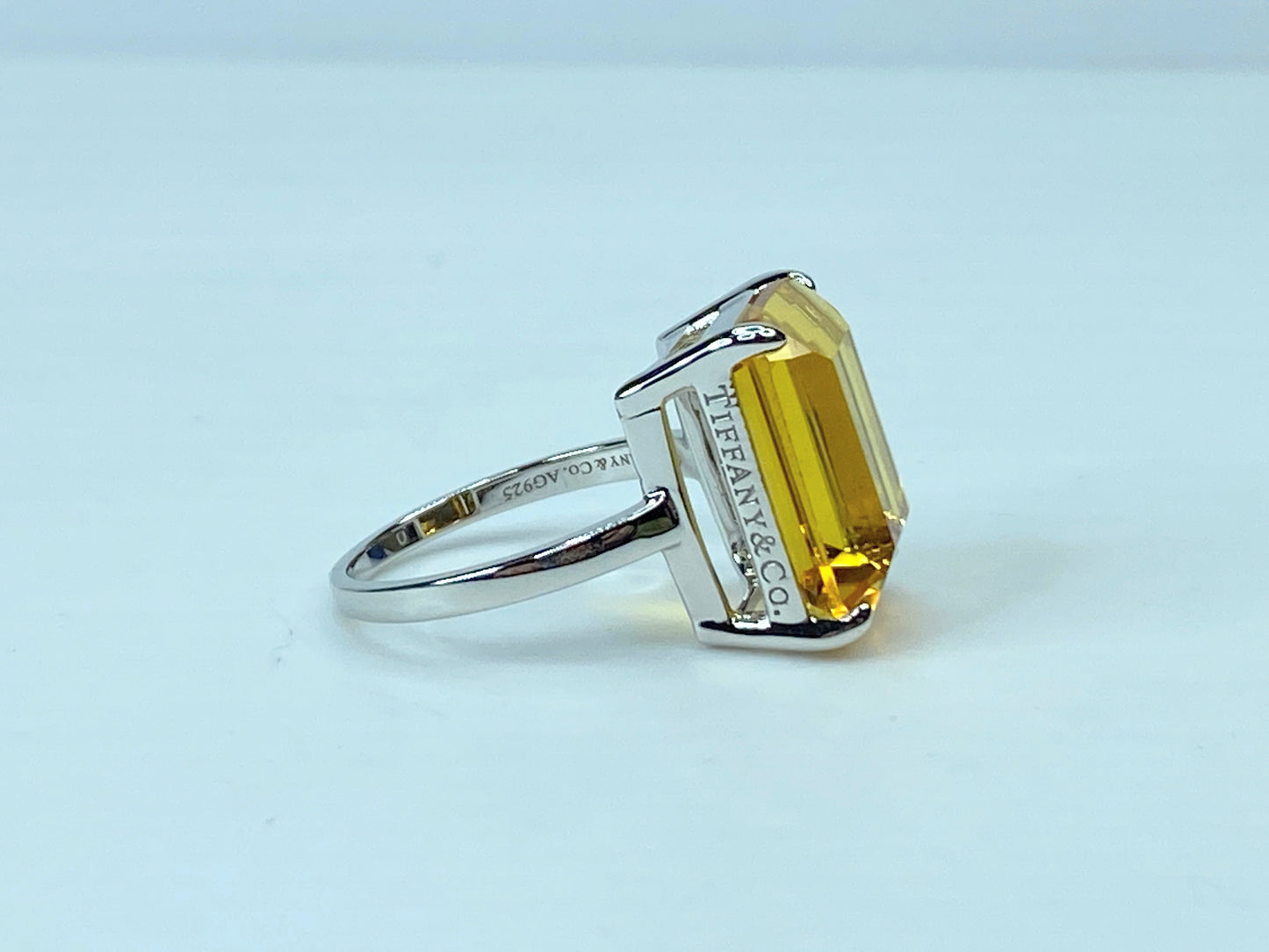 Tiffany & Co. Sterling Silver Sparklers Citrine Ring s8 JR693