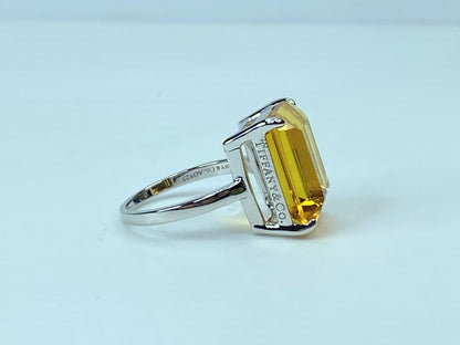 Tiffany & Co. Sterling Silver Sparklers Citrine Ring s8 JR693
