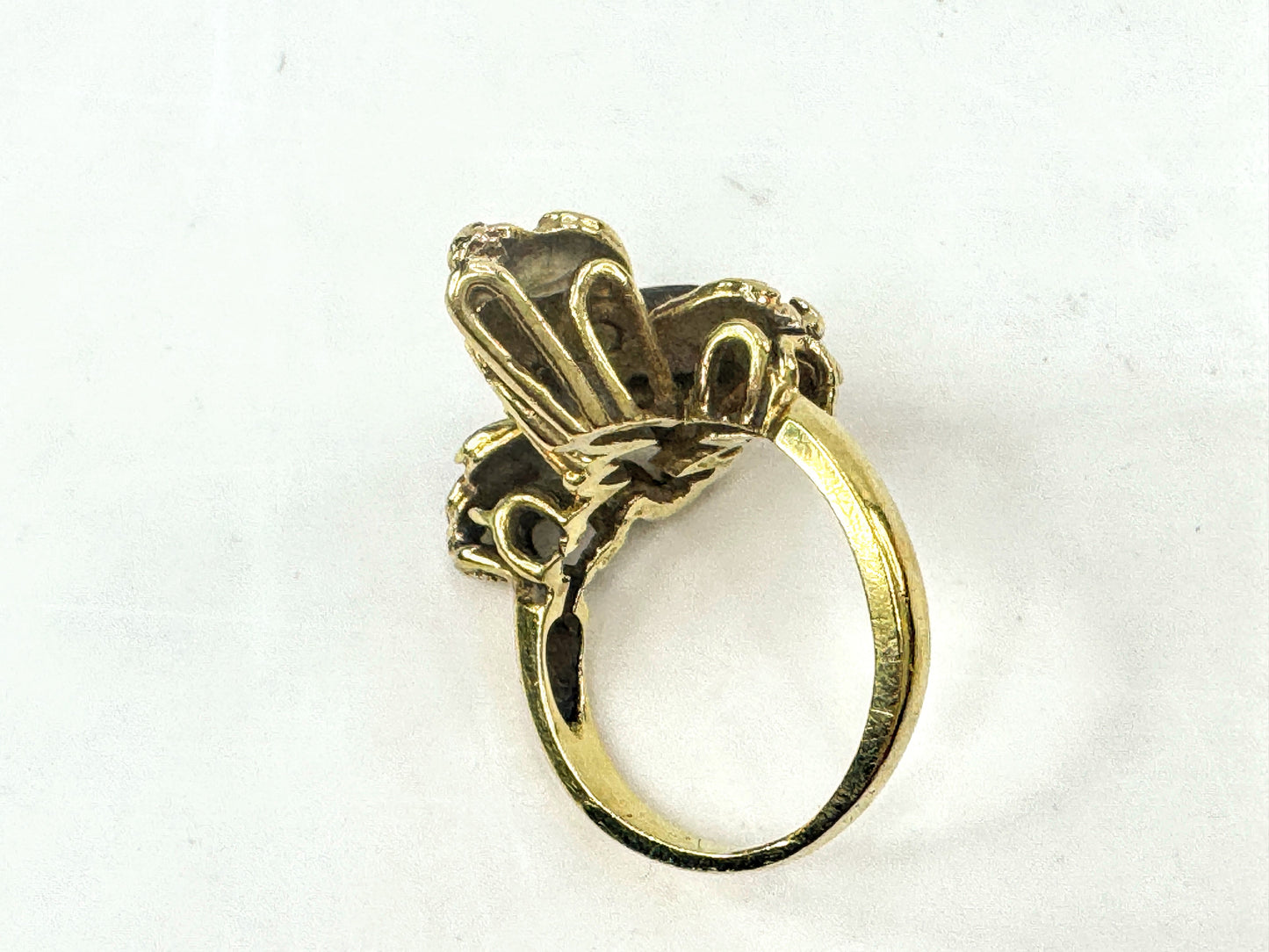 Vintage 14K Gold Enamel Butterfly Tourmaline Diamond Statement Ring s5.25 JR1711