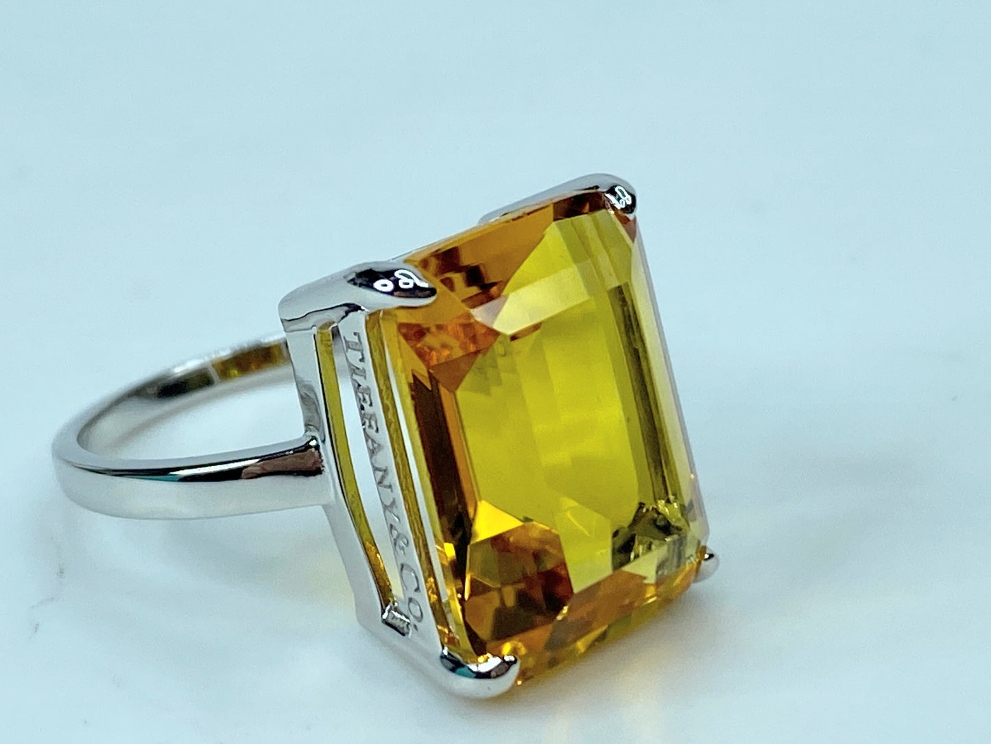 Tiffany & Co. Sterling Silver Sparklers Citrine Ring s8 JR693