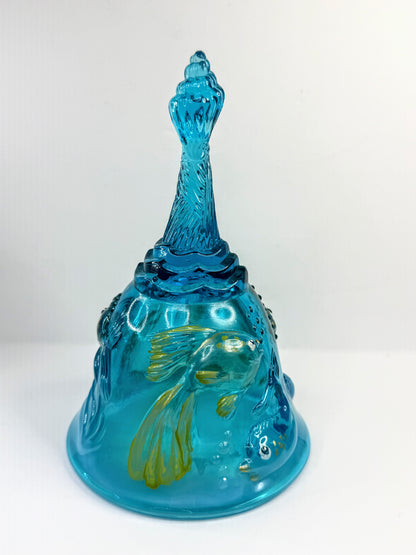 Vintage Fenton Hand Painted Art Glass Bell Fish Motif Signed A917