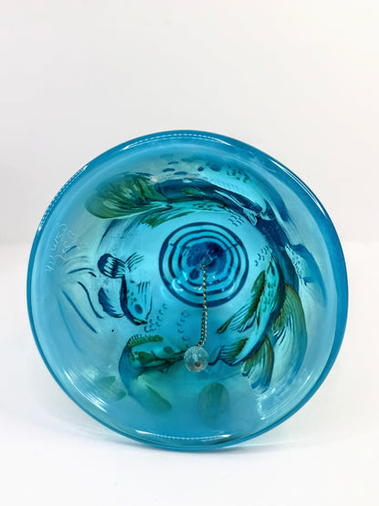 Vintage Fenton Hand Painted Art Glass Bell Fish Motif Signed A917
