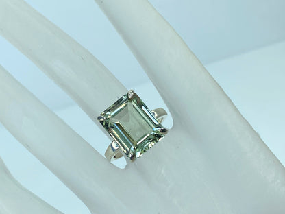 Tiffany & Co. 10 Carat Emerald Cut Prasiolite Silver Cocktail Ring s8 6.5g JR694