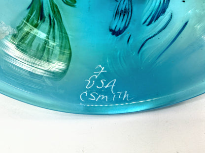 Vintage Fenton Hand Painted Art Glass Bell Fish Motif Signed A917