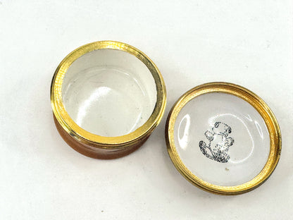 Halcyon Days enamel teddy bear round trinket pocket size pill box A1053