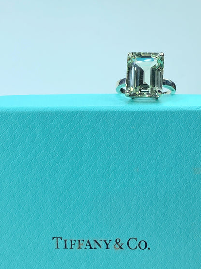 Tiffany & Co. 10 Carat Emerald Cut Prasiolite Silver Cocktail Ring s8 6.5g JR694