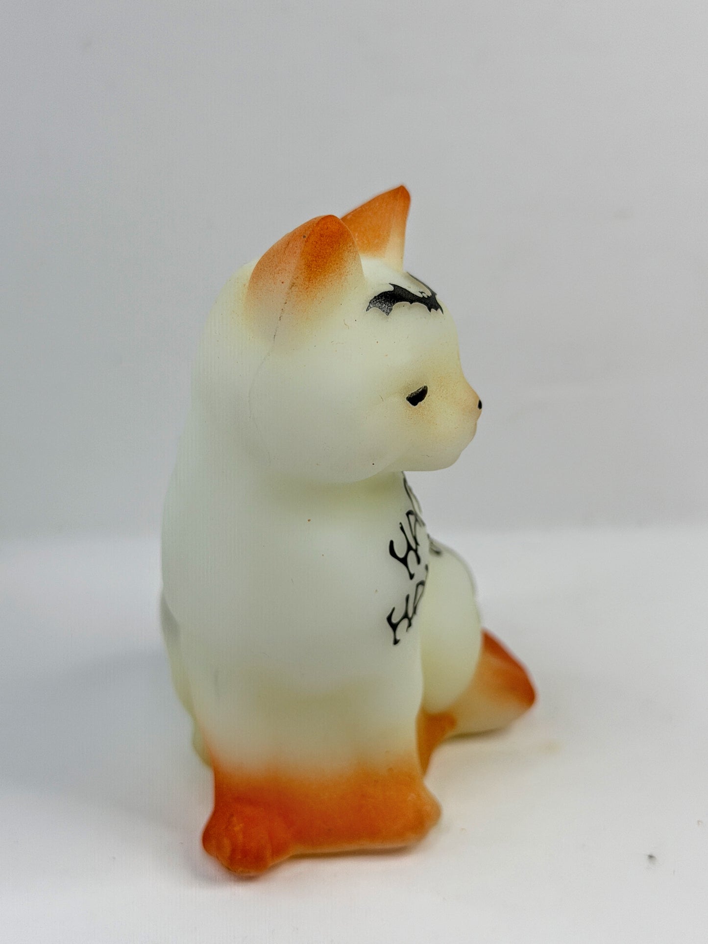 Vintage Fenton Happy Halloween Cat Satin Glass Hand Painted A918