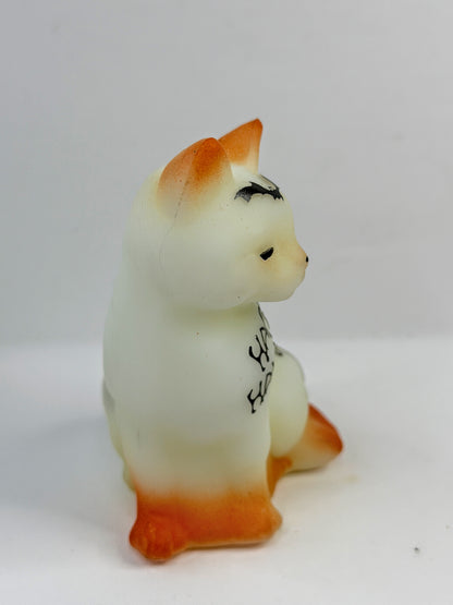 Vintage Fenton Happy Halloween Cat Satin Glass Hand Painted A918