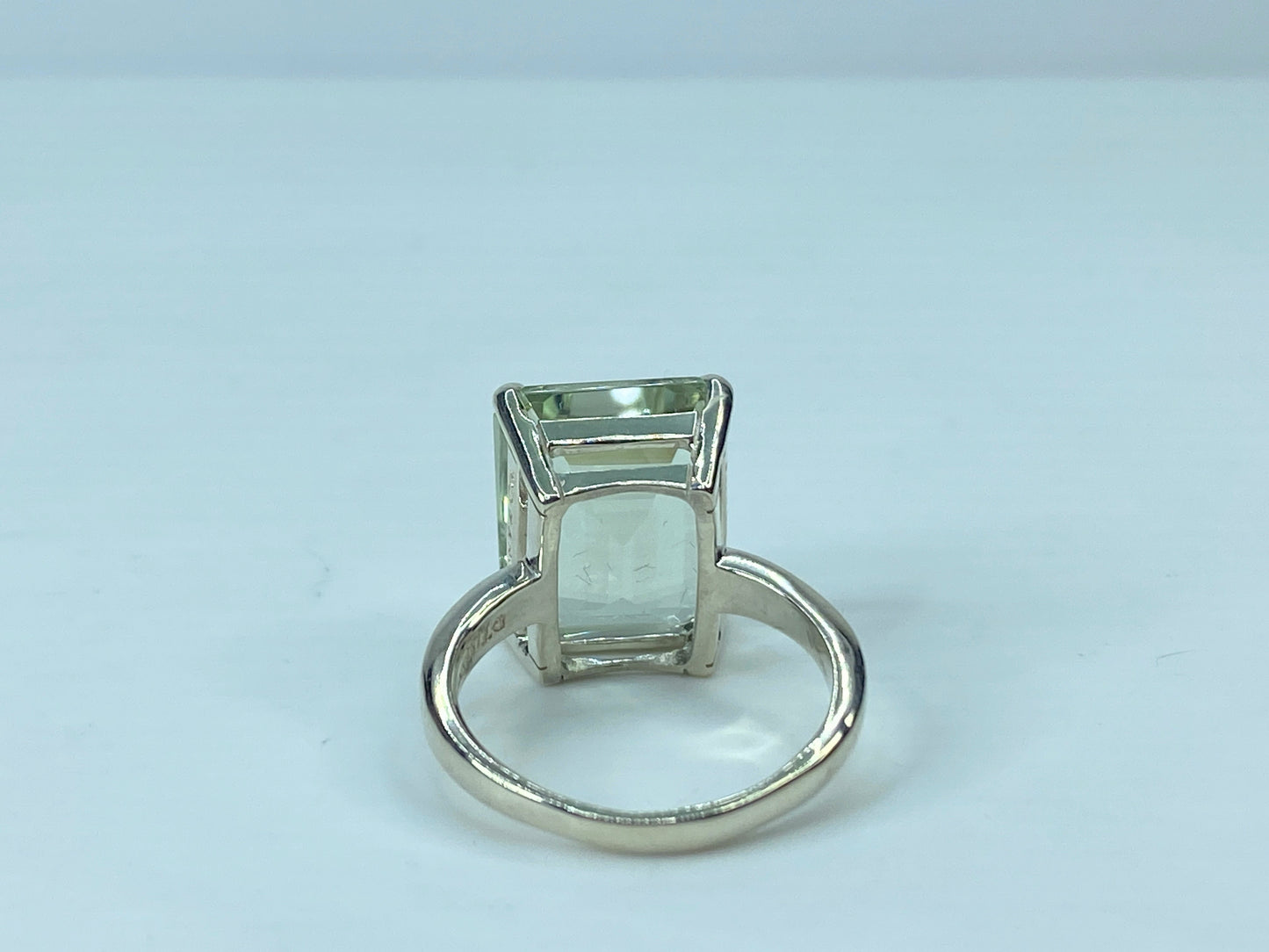 Tiffany & Co. 10 Carat Emerald Cut Prasiolite Silver Cocktail Ring s8 6.5g JR694