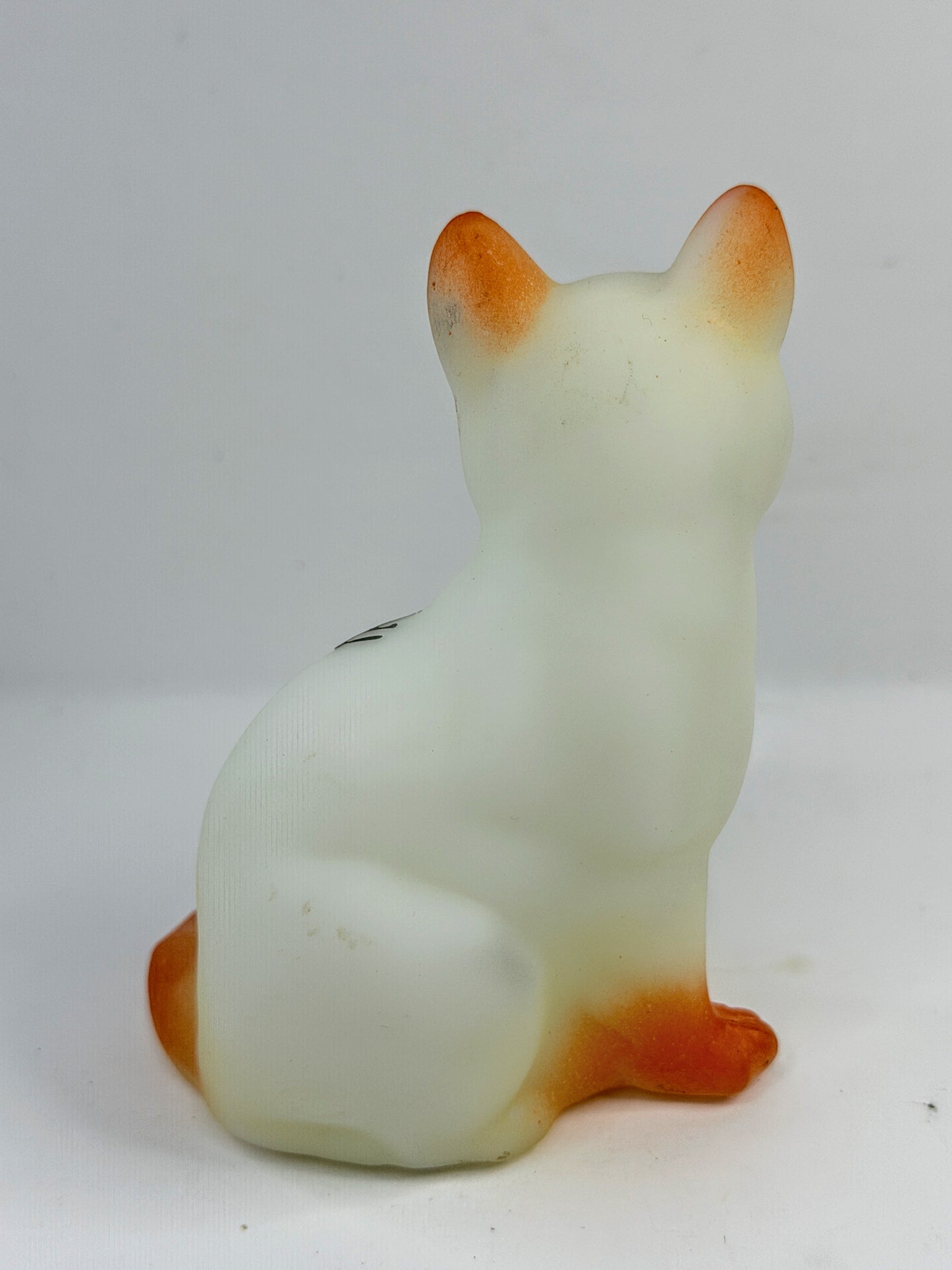 Vintage Fenton Happy Halloween Cat Satin Glass Hand Painted A918