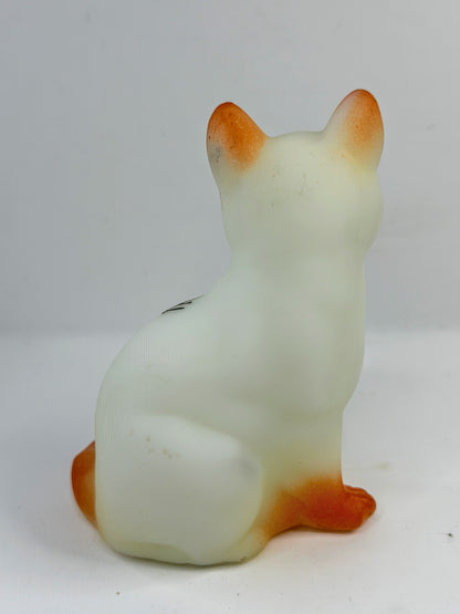 Vintage Fenton Happy Halloween Cat Satin Glass Hand Painted A918