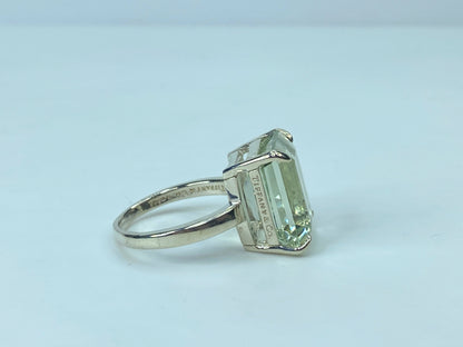 Tiffany & Co. 10 Carat Emerald Cut Prasiolite Silver Cocktail Ring s8 6.5g JR694