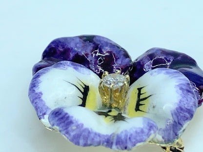 Enamel and Diamond Pansy Brooch 10.4g JR9156