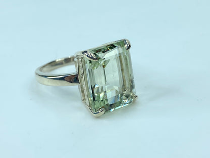 Tiffany & Co. 10 Carat Emerald Cut Prasiolite Silver Cocktail Ring s8 6.5g JR694