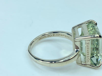 Tiffany & Co. 10 Carat Emerald Cut Prasiolite Silver Cocktail Ring s8 6.5g JR694