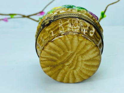 Marques Deposee Limoges Peint Main Vibrant Fruit Basket Artistry 2 3/8" A460