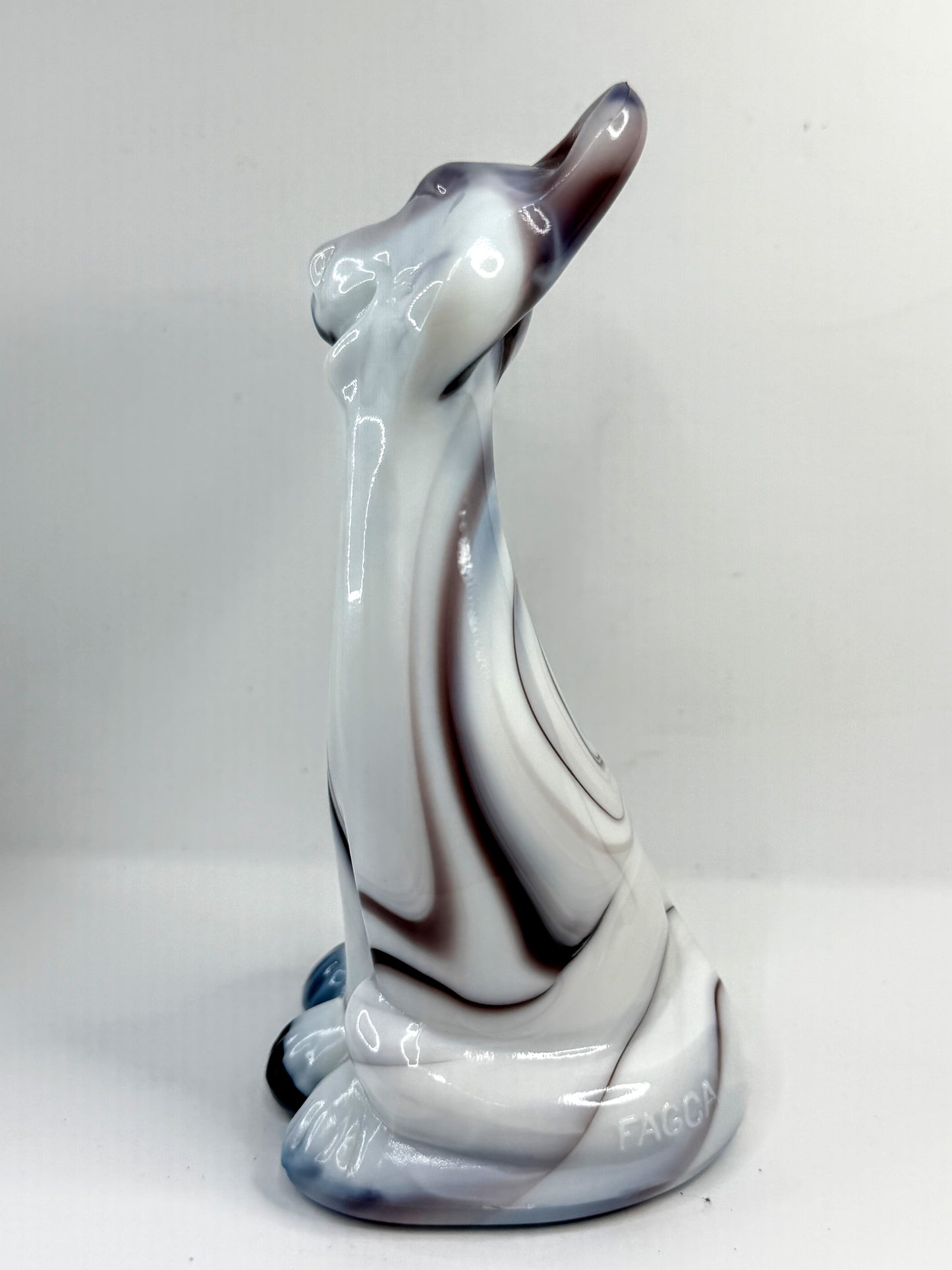 Vintage Fenton Purple Slag Cat Figurine Signed FAGGA Handmade USA A919
