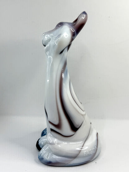 Vintage Fenton Purple Slag Cat Figurine Signed FAGGA Handmade USA A919