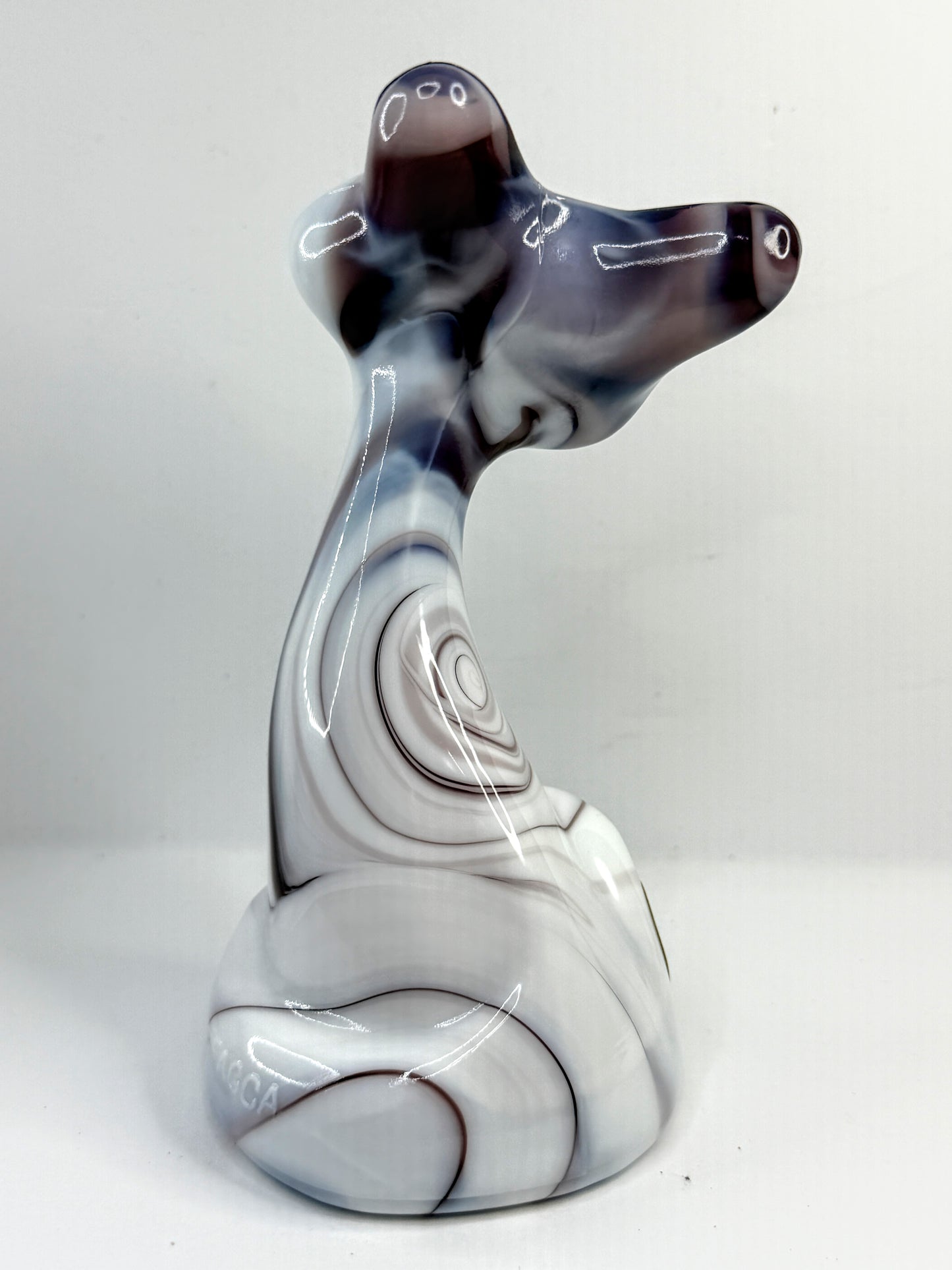 Vintage Fenton Purple Slag Cat Figurine Signed FAGGA Handmade USA A919