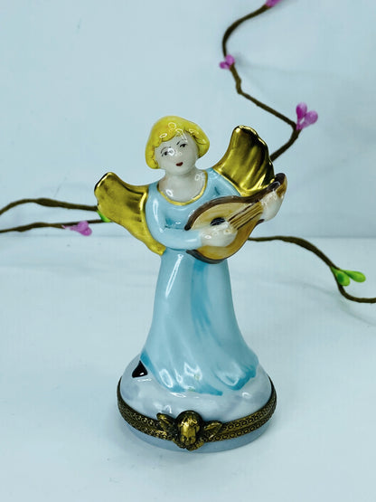 Rare Limoges France Peint Main playing Guitar Lute 3 1/2" A461