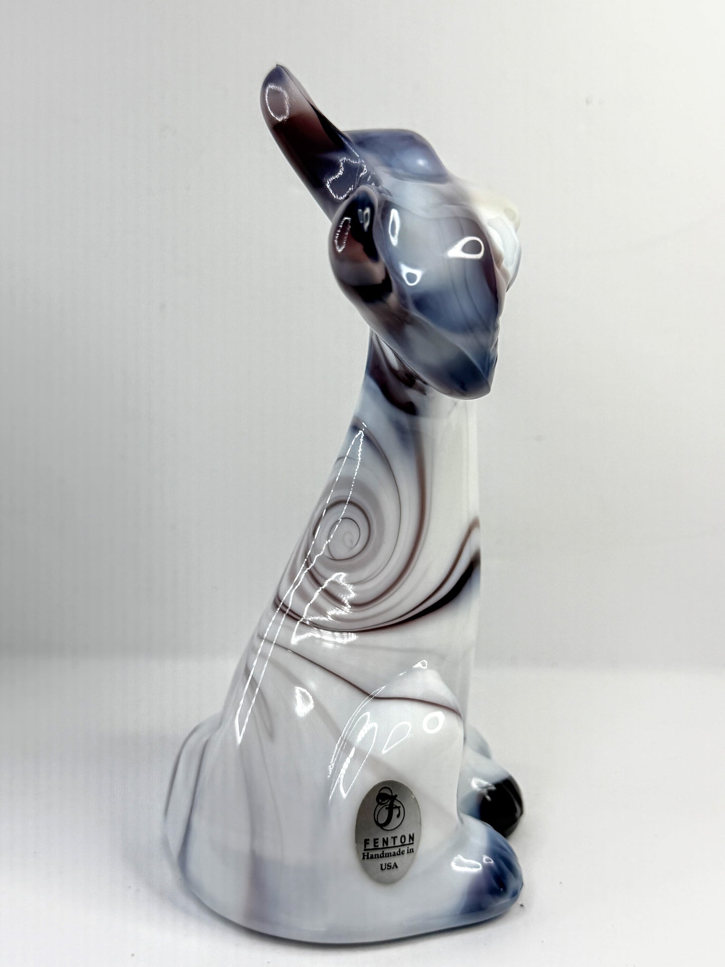 Vintage Fenton Purple Slag Cat Figurine Signed FAGGA Handmade USA A919