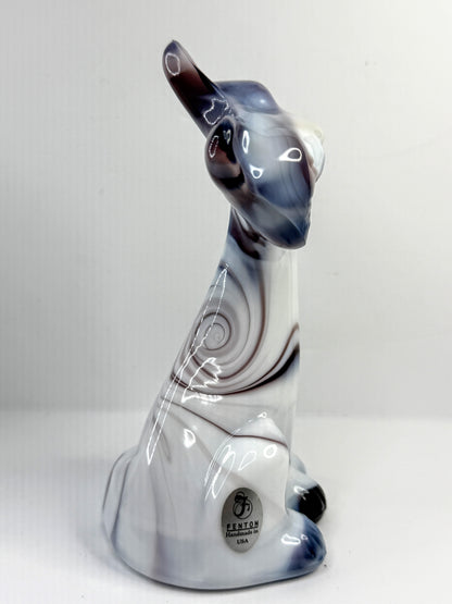 Vintage Fenton Purple Slag Cat Figurine Signed FAGGA Handmade USA A919