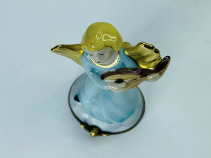 Rare Limoges France Peint Main playing Guitar Lute 3 1/2" A461