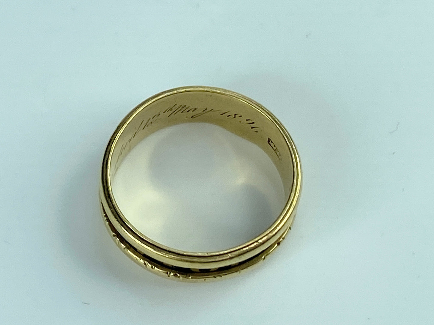 Georgian 18ct Gold & Black Enamel Memorial Ring s8 5.3g JR9962