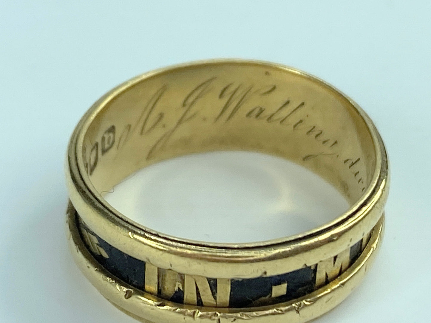 Georgian 18ct Gold & Black Enamel Memorial Ring s8 5.3g JR9962