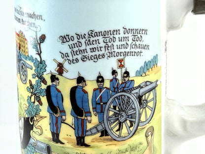 Vintage German Military Beer Stein Munich Artillery Pewter Lid A923