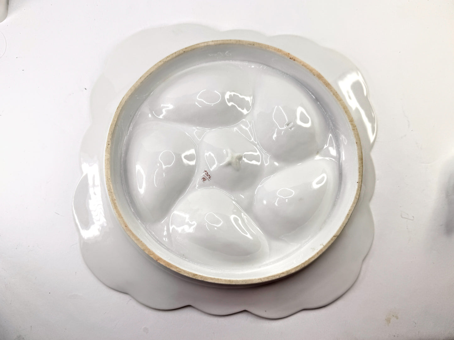 Antique CFH GDM Haviland Limoges Pink Floral Six Well Oyster Plate A865