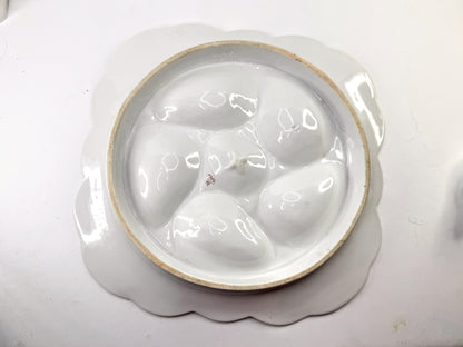 Antique CFH GDM Haviland Limoges Pink Floral Six Well Oyster Plate A865