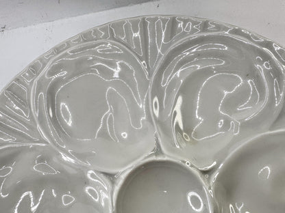 Vintage Pillivuyt France White Porcelain Basketweave Oyster Plate A966