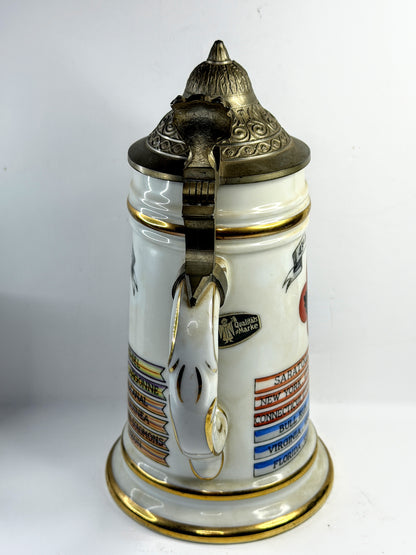 Vintage Military Regimental Beer Stein Pewter Lid Infantry A924