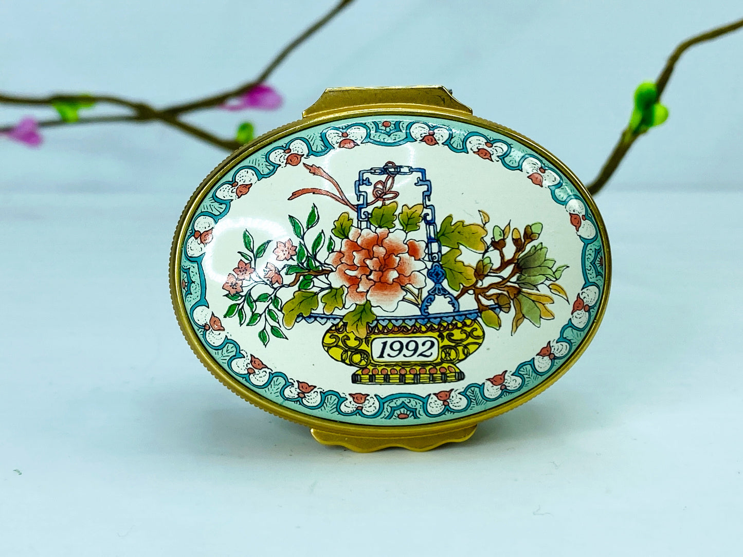 Halcyon Days English Enamels A Year to Remember 1992 Trinket Box A465