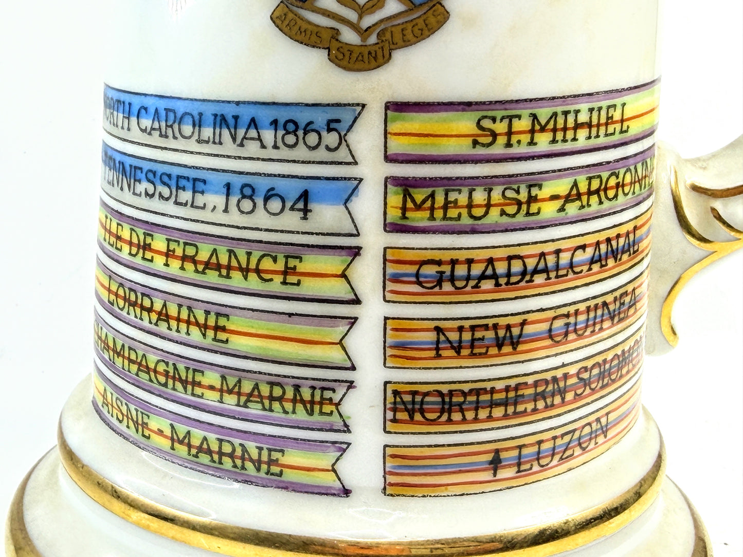 Vintage Military Regimental Beer Stein Pewter Lid Infantry A924