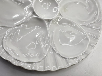 Vintage Pillivuyt France White Porcelain Basketweave Oyster Plate A966