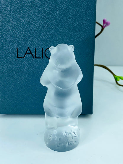 Lalique Crystal Dancing Bear Figurine Mint Condition In Original Box A472