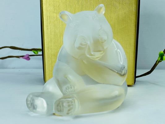 Lalique France Crystal Panda Sculpture Figurine Signed A471