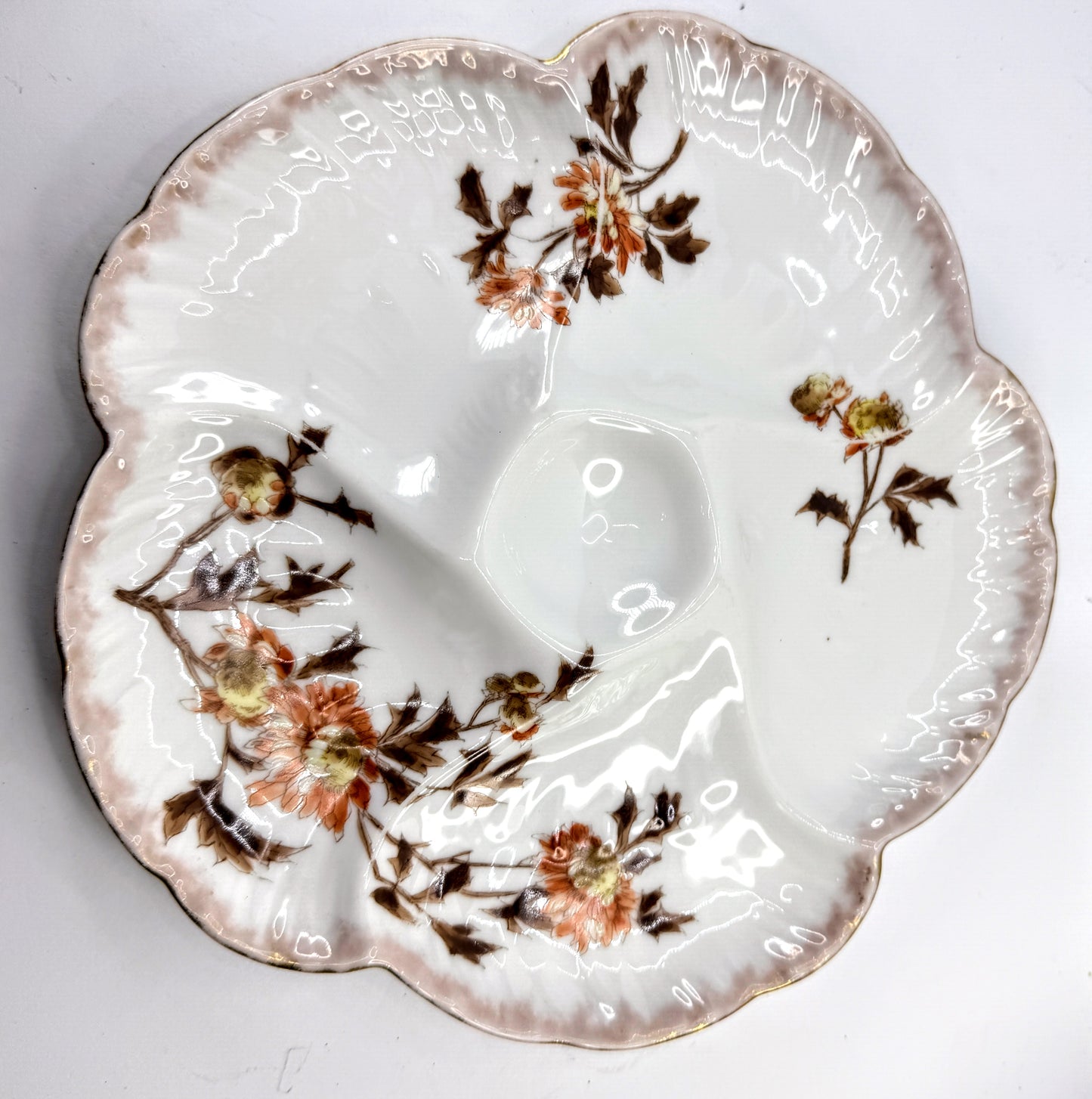 Antique CFH GDM Haviland Limoges Floral Five Well Oyster Plate Vintage A967