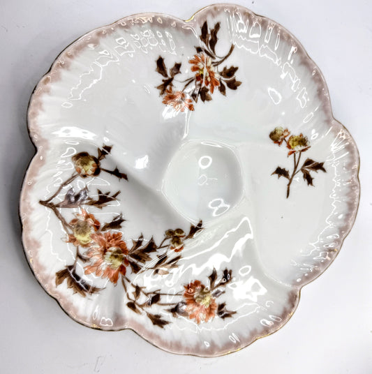 Antique CFH GDM Haviland Limoges Floral Five Well Oyster Plate Vintage A967