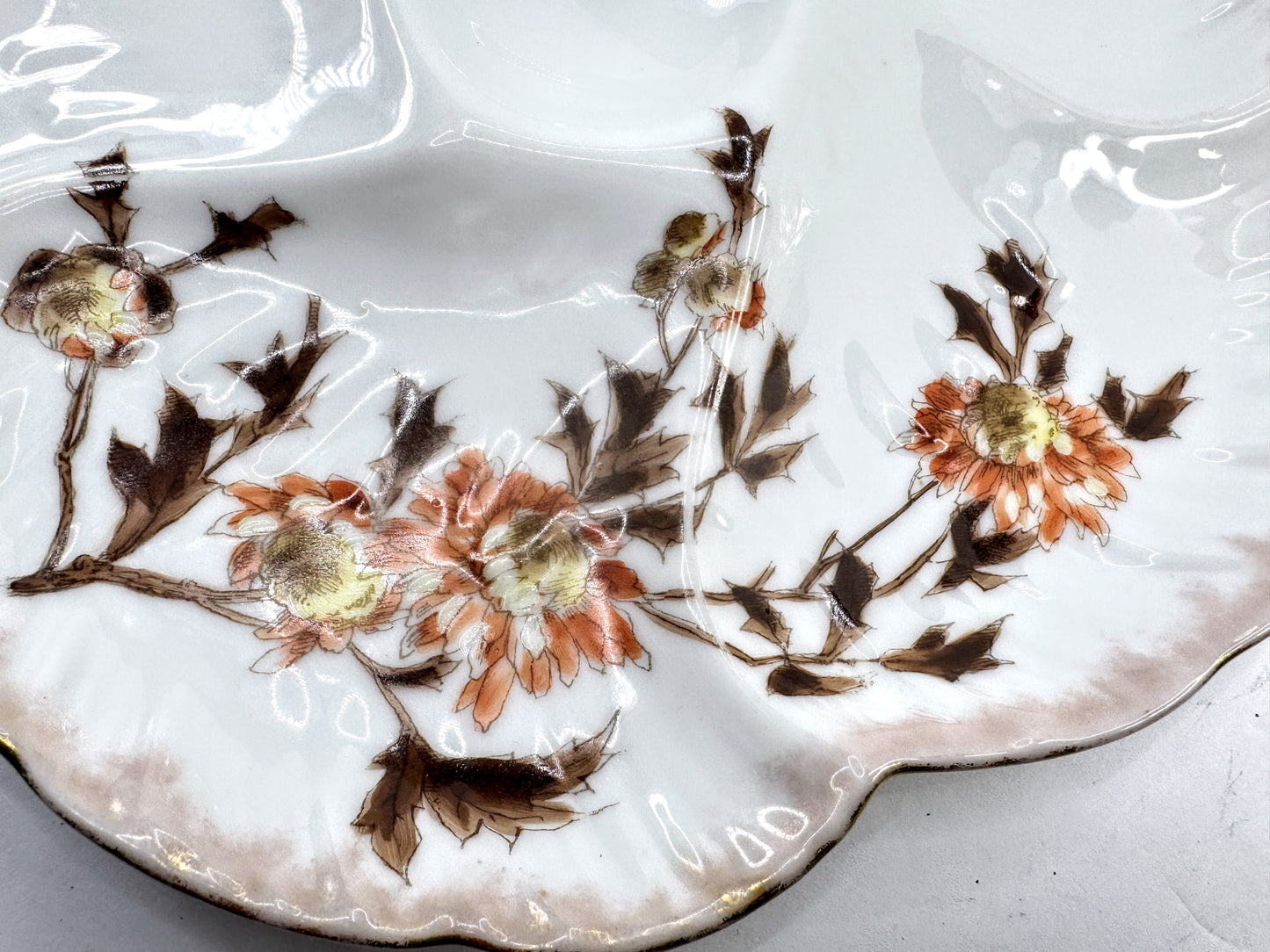 Antique CFH GDM Haviland Limoges Floral Five Well Oyster Plate Vintage A967