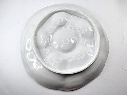Antique French Pink Floral Porcelain Scalloped Five Well Oyster Serving A968