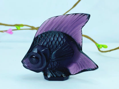 Lalique Crystal Dusk Purple Fish Figurine Signed France 2 3/8 A469